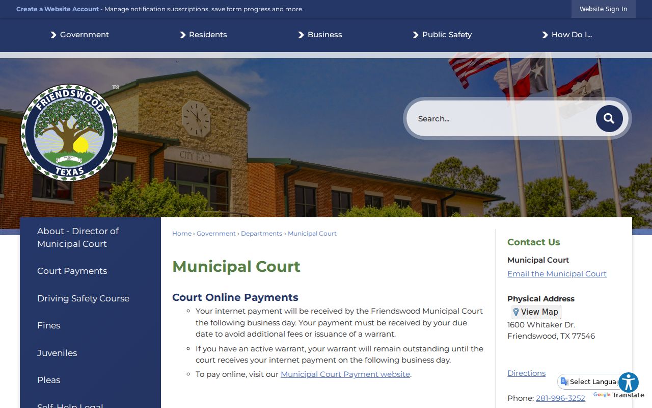 Friendswood court docket official municipal court page