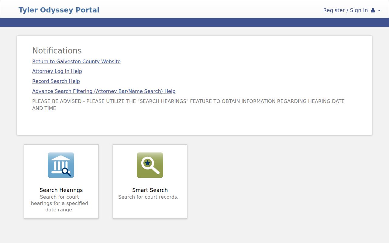 Galveston County court records Odyssey portal